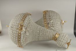 A LARGE PAIR OF BAG CHANDELIERS. 39ins long.