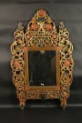 A 19TH-20TH CENTURY OTTOMAN PAINTED AND POLYCHROMED LARGE WOODEN MIRROR.