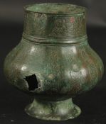 A 12TH-13TH CENTURY SELJUK KHORASAN SILVER INLAID VASE, with calligraphy and engraved scrolling