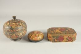 A COLLECTION OF THREE 19TH CENTURY INDIAN KASHMIRI LACQUERED BOXES, (3).