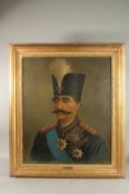 H. MEYER (1841-1899): PORTRAIT OF NASER AL DIN SHAH, large oil painting on canvass, signed lower