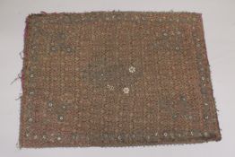 A VERY FINE 19TH CENTURY PERSIAN QAJAR SILVER THREAD AND SEED PEARL EMBROIDERED TEXTILE.