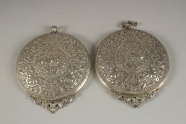 A FINE 19TH CENTURY OTTOMAN BALKANS POSSIBLY BULGARIAN LARGE SILVER BELT BUCKLE, 24.5cm across.