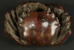 A BRONZE OKIMONO OF A CRAB.