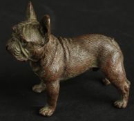 A BRONZE OKIMONO OF A DOG.