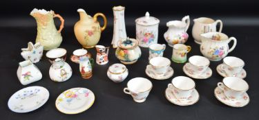 Royal Worcester blushware Etruscan style jug, Locke & Co Worcester oak leaf pattern jug, Royal Crown