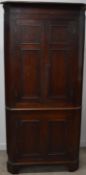 Large Georgian oak floor standing corner cupboard, 220cm H