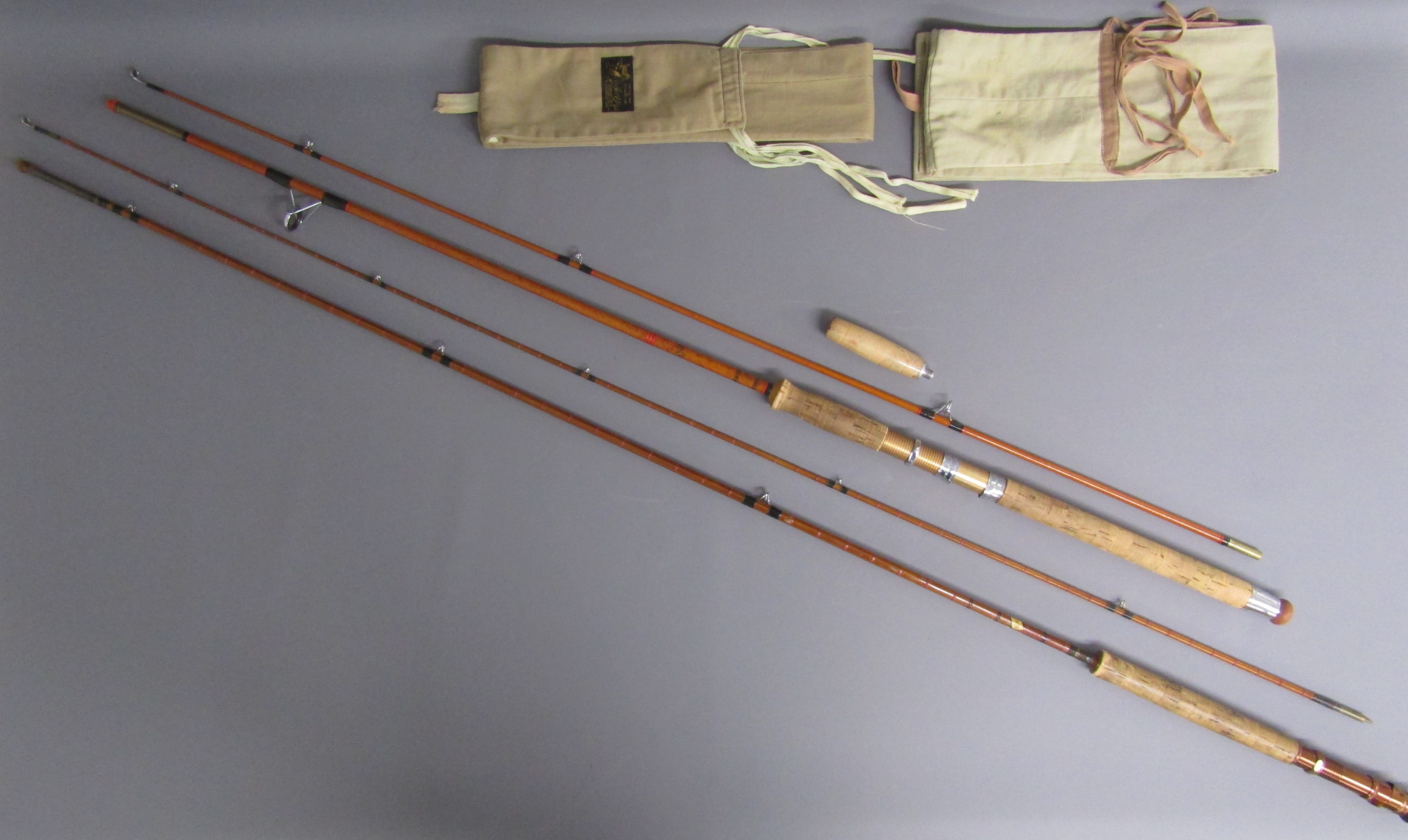 2 fishing rods - 'Black Prince' 9ft split cane with extension and J S Sharpe's bag (no inscription - Image 2 of 9