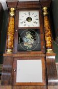 Mid 19th century 8 day weight Empire style cornice top clock by Seth Thomas USA. Painted dial,