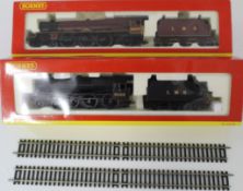 Two Hornby Model Locomotives No's 6207 and 5055 plus two pieces of display track
