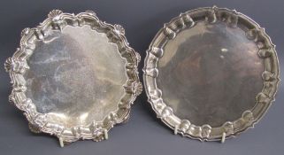 2 silver footed salvers - Barker Brothers Birmingham 1901 4.9ozt & William Hutton & Sons Sheffield