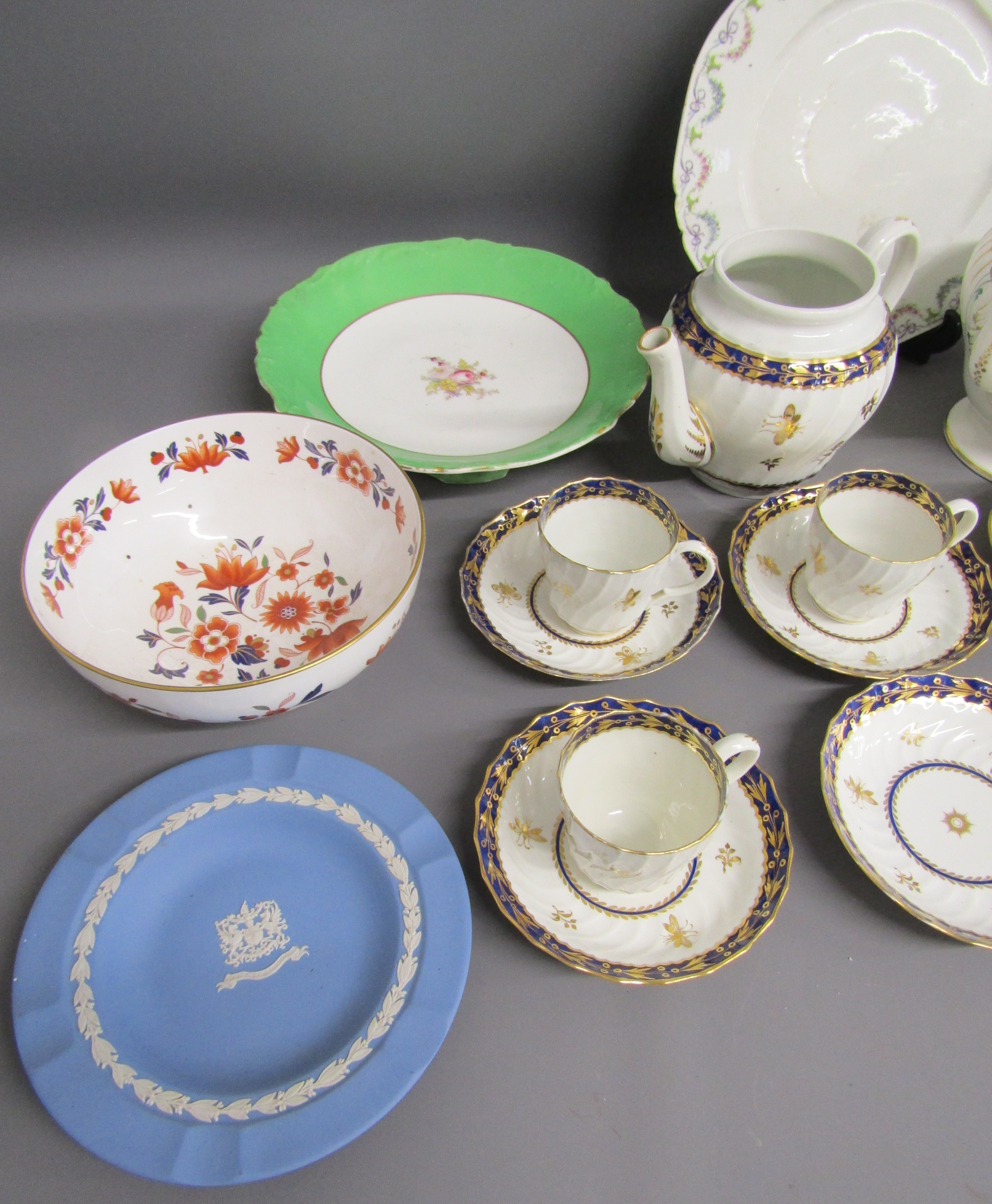 Collection of ceramics includes Wedgwood, blue and gold teacups and saucers with matching teapot - Image 2 of 4