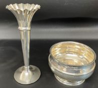 Victorian silver sugar bowl 4.8ozt London 1861 & a weighted silver specimen vase