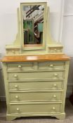 Painted pine painted chest of drawers/dressing table