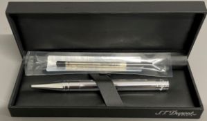 S T Dupont D - Initial ballpoint pen, silver with twist mechanism & spare refill