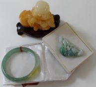 Jade bangle and jade 