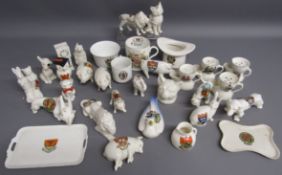 Collection of crested China includes Hathersage King of the Forest lion, Ilkeley Rhino, Lands End