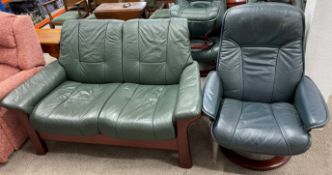Stressless/Ekornes 2 seater leather sofa & recliner chair