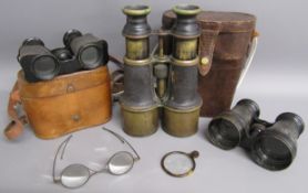 3 sets of binoculars, pair of glasses and a monocular - Grand Lumiere Paris, Prismoid Hermann