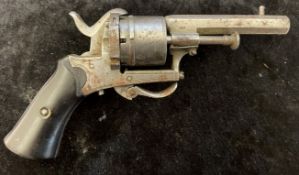 Small 19th century rim fire pocket revolver pistol, stamped ELG, barrel length 5.5cm. Obsolete