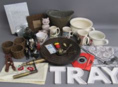 Collection of items includes Carl Zeiss 100/1.25 brass lens (no glass), table mats, jazz band,