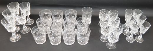 Selection of cut glass drinking glasses (2 trays)