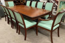 Superior quality draw leaf dining table on twin pedestals with burr wood veneer (L245cm W 105cm) &