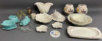 Carlton Ware condiment set & other Carlton Ware leaf mould design, ginger jars etc