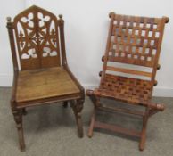 Victorian chapel chair and Jali wood folding chair