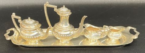 Miniature silver tea & coffee set 2.0ozt. Birmingham 1960 makers mark JR