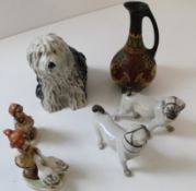 Mixed ceramics to include Beswick Old English Sheep Dog no 453 (chip on nose), pair of Continental
