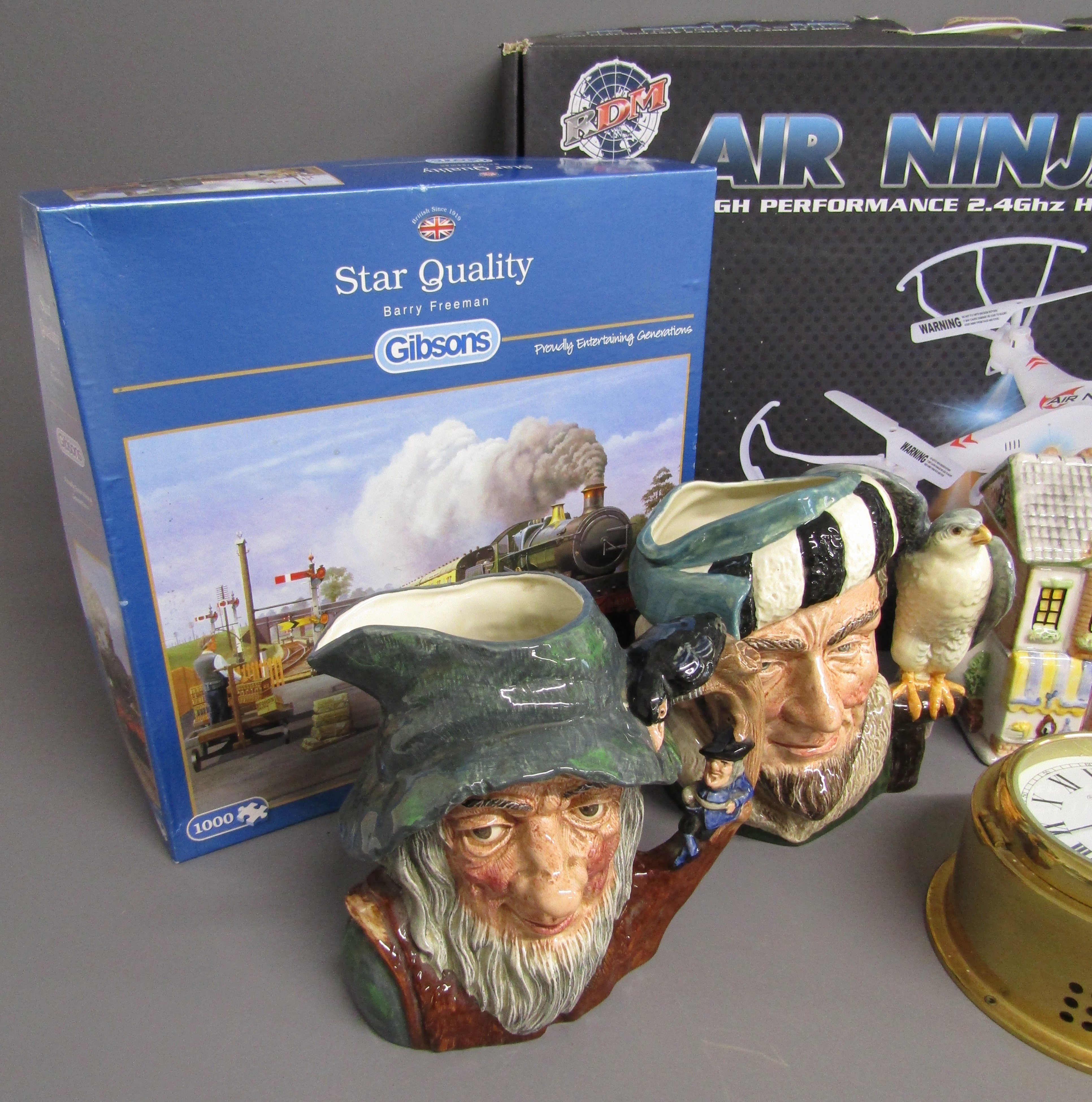 Seth Thomas quartzmatic ships bell clock, Royal Doulton Rip Van Winkle & The falconer tankards, - Image 2 of 5