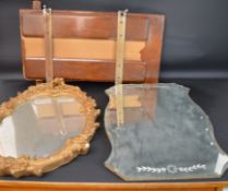 Everitt's wooden trouser press, gilt framed mirror & one other