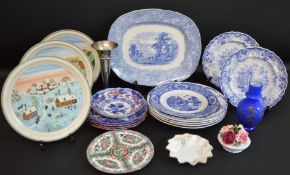 Silver vase (with loaded base) London 1929 & selection of ceramics including Villeroy & Boch Four