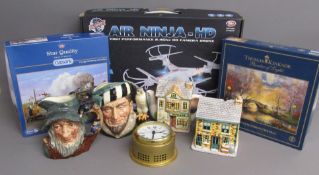 Seth Thomas quartzmatic ships bell clock, Royal Doulton Rip Van Winkle & The falconer tankards,