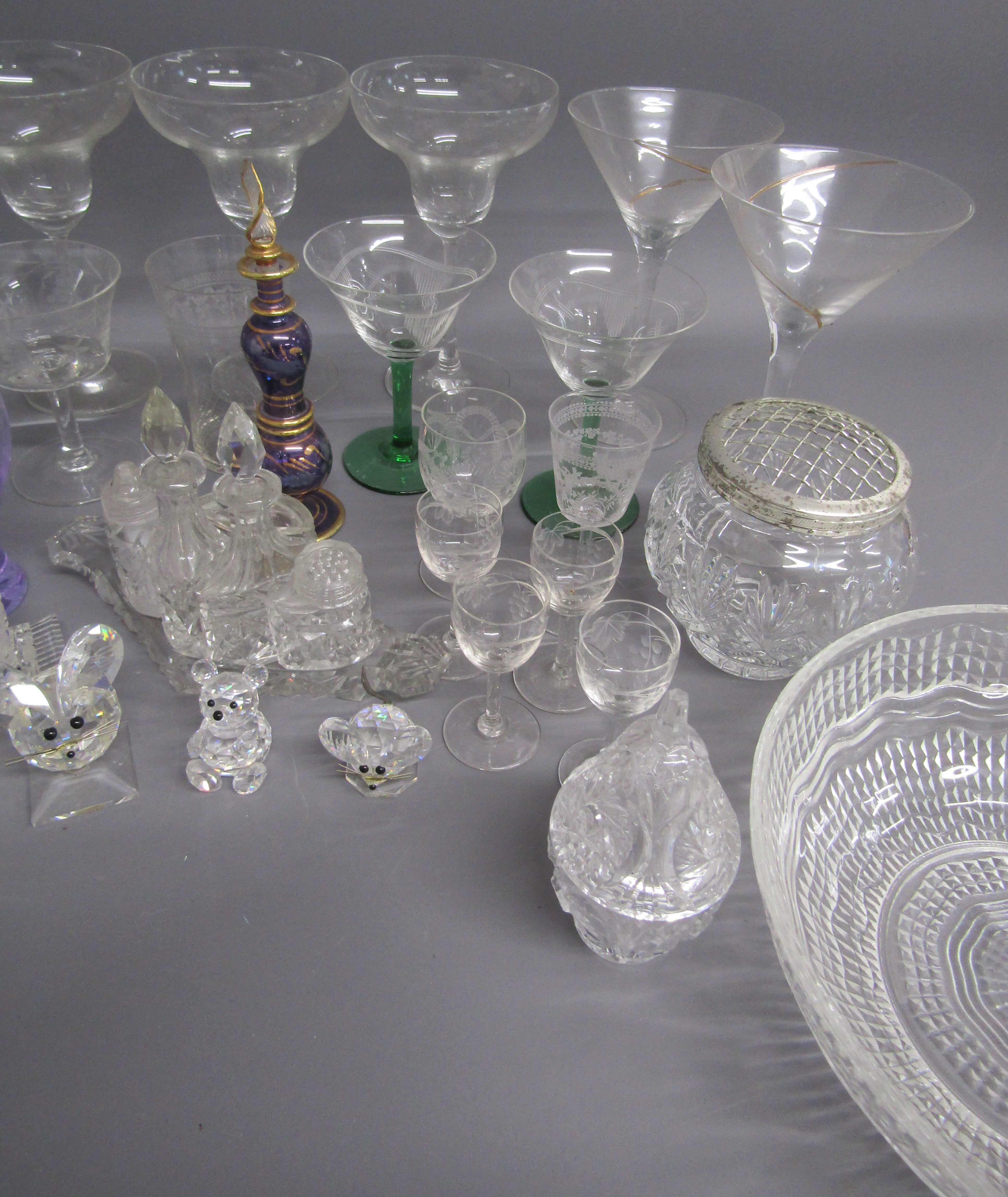 Collection of glassware includes Kenwick Park ships decanter, Caithness crystal vase, condiment - Image 4 of 6