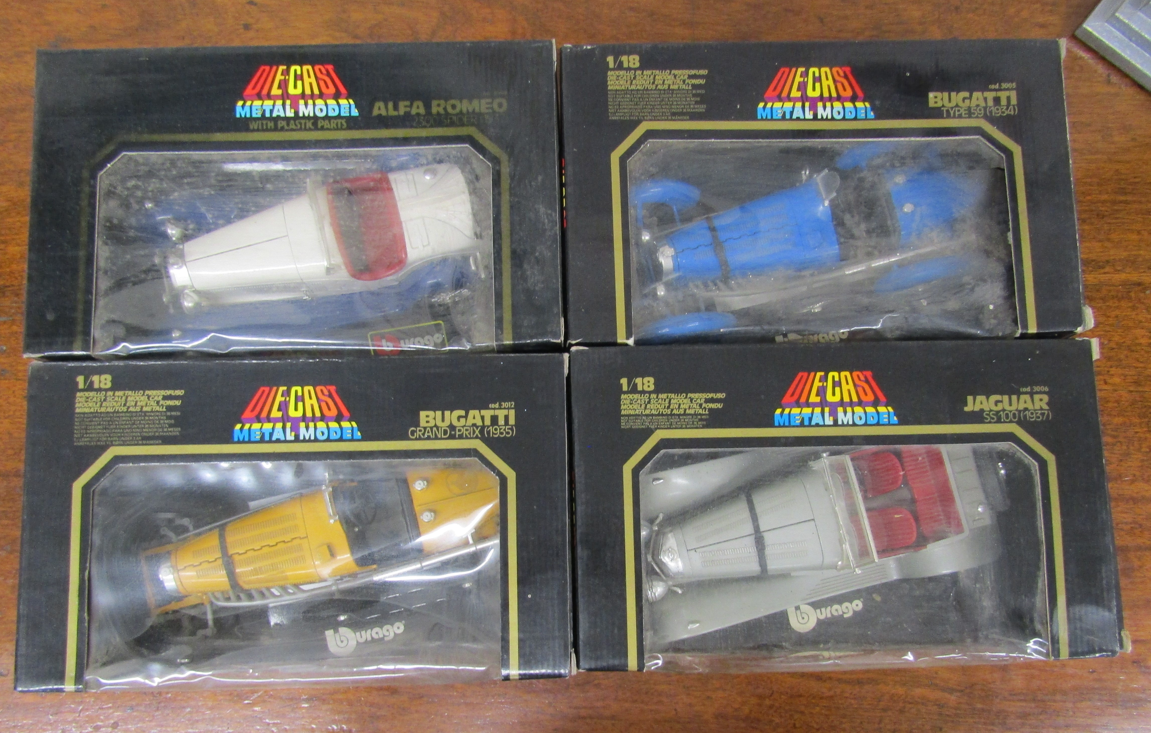 4 boxed Burago cars 3012 Bugatti Grand-Prix (1935) - 3008 Alfa Romeo 2300 Spider (1932) - 3005 - Image 2 of 2