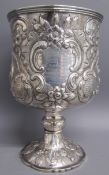 John Edward Terry & Co London 1823 silver goblet - inscribed 'BRASS BAND CONTEST, The gift of the