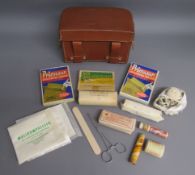 Leather cased German military first aid kit