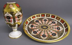 Royal Crown Derby Old Imari egg with stand and oval dish 19cm x 15.5cm