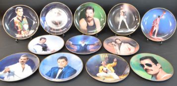 Set of 12 Danbury Mint Freddie Mercury Collection plates with certificates, stands & boxes