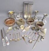 Collection of silver plate and metal ware includes Boma pewter tribal handled salad fork and