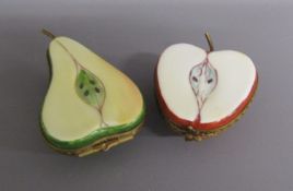 Limoges apple and pear pill boxes
