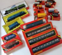Large collection of Hornby OO gauge Model Electric Railway items to include 4 locomotives, 3