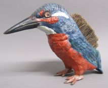 Cold painted metal kingfisher pen wipe, height 9cm, width (from tip of tail to end of beak) 12cm