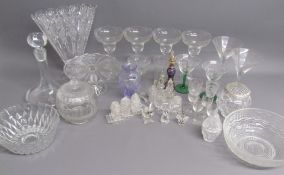 Collection of glassware includes Kenwick Park ships decanter, Caithness crystal vase, condiment