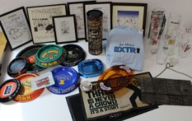 Collection of breweriana including, ashtrays, pictures, T shirts, glasses etc.