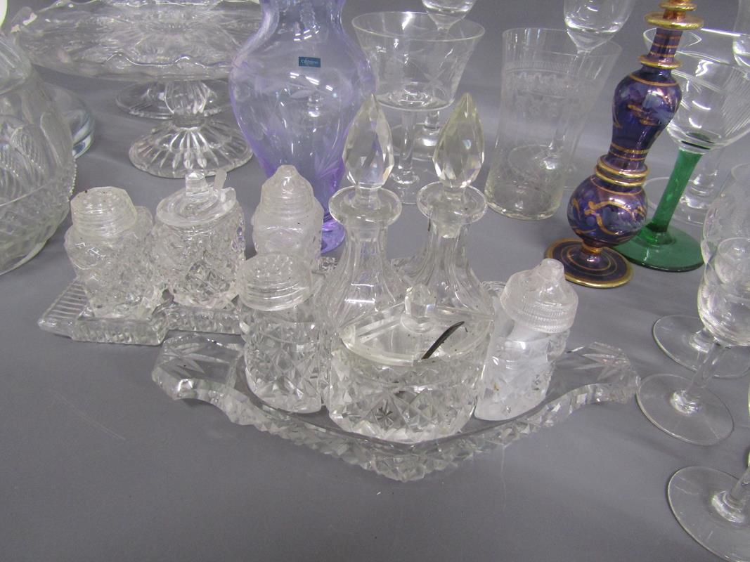 Collection of glassware includes Kenwick Park ships decanter, Caithness crystal vase, condiment - Image 6 of 6