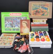 Marx Toys Streamline Speedway set, Subbuteo (appears complete), set of billiards balls, The Dandy