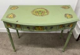 Painted bow front side table